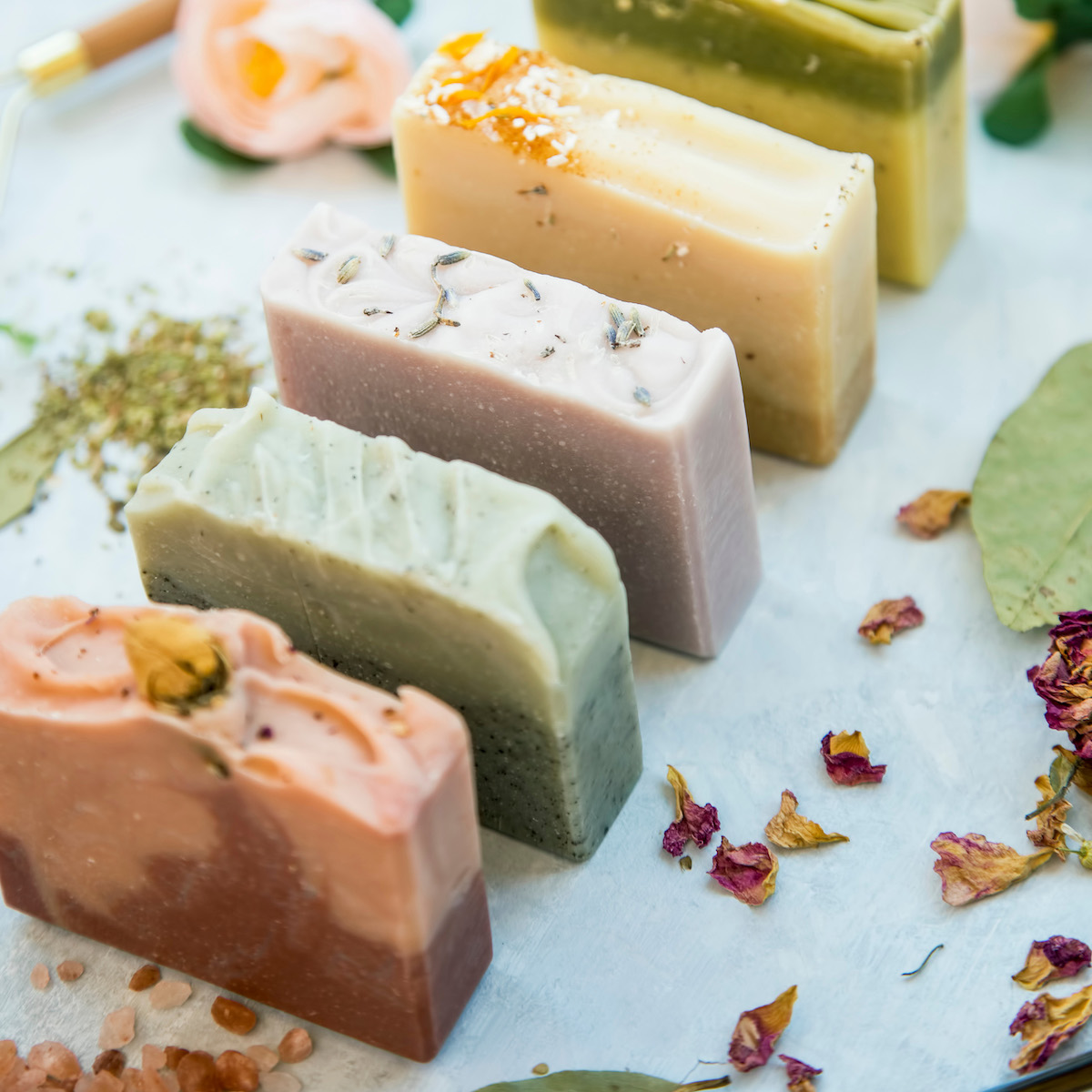 Organic natural soap bars with plants extracts, handmade soaps
