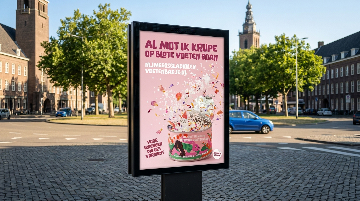 Abri in Nijmegen met de tekst van het stadslied